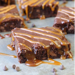 vegan Salted Caramel Chocolate  Brownie